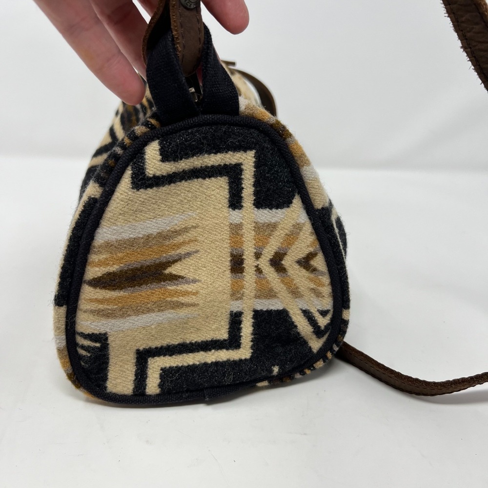 Pendleton Harding Oxford Mix Wool Dopp Bag Leather Strap Crossbody Purse - Picture 10 of 16